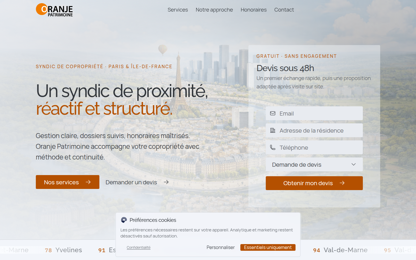 Oranje Patrimoine homepage